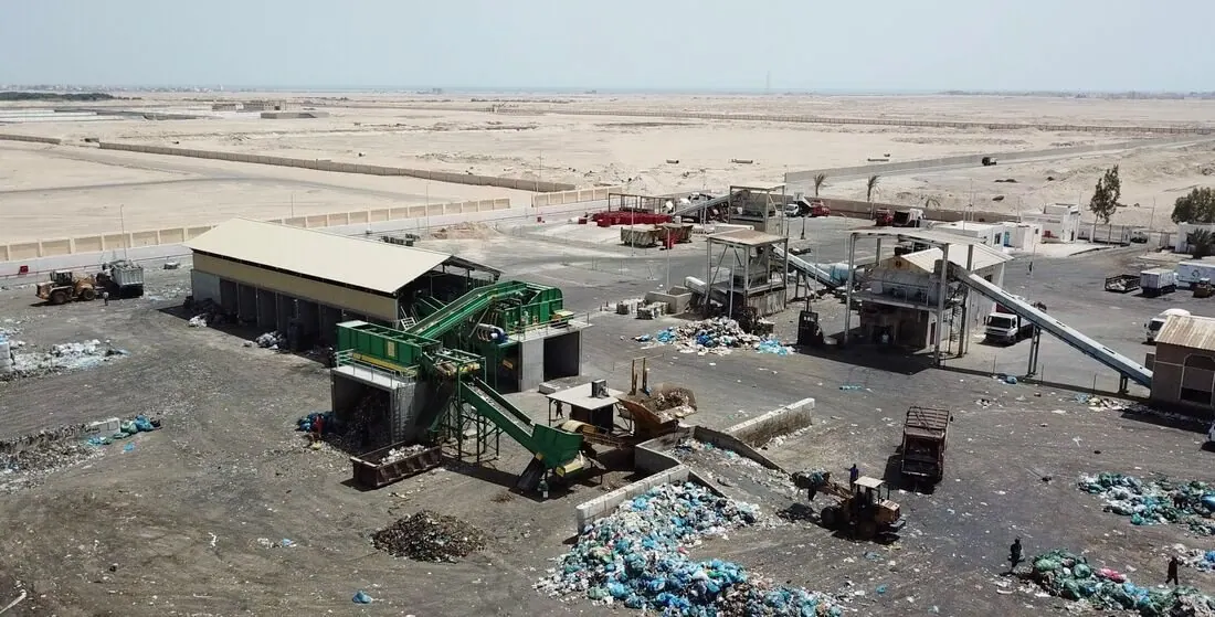 Aerial view of a waste sorting and recovery site